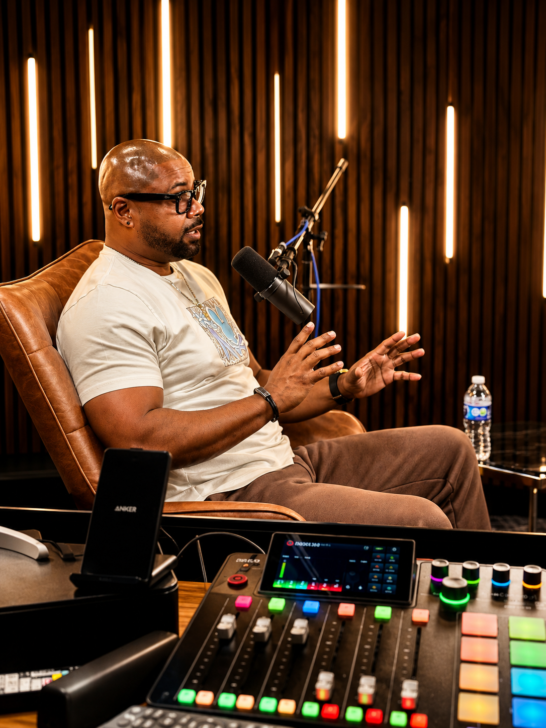 Host recording at Epic Podcast Studios