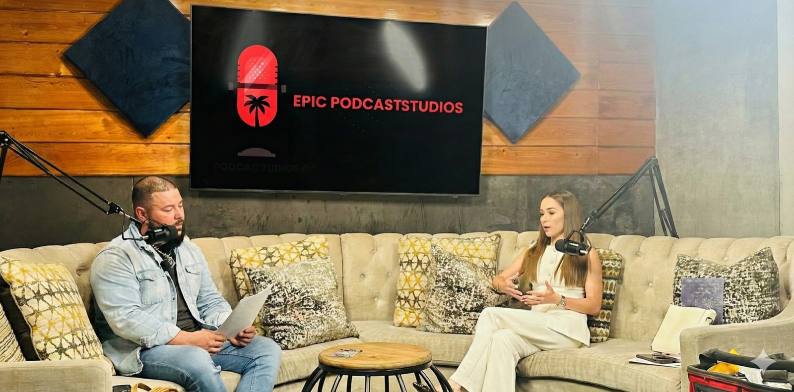 Interview being recorded at Epic Podcast Studios